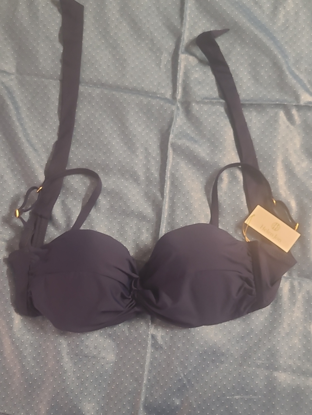Helen Jon Dark Navy Bikini Top with Gold Accents